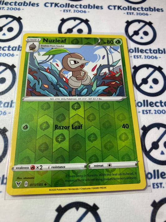 Nuzleaf #011/185 Reverse Holo Pokémon Card Vivid Voltage