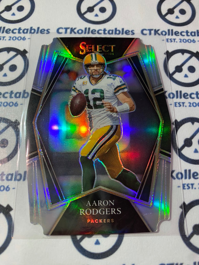 2021 NFL Panini Select Aaron Rodgers Premier Level Silver Prizm Die-cut #114 Packers