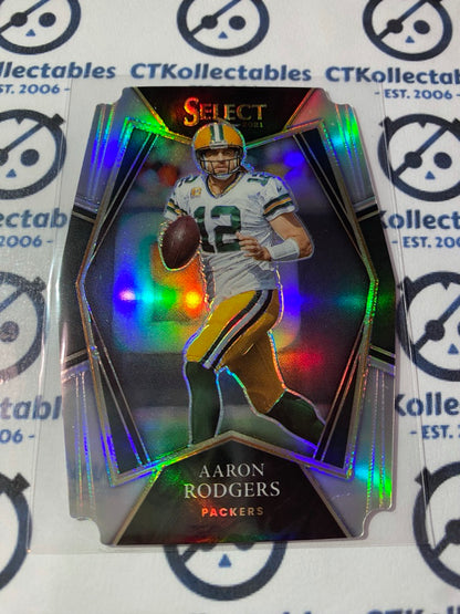 2021 NFL Panini Select Aaron Rodgers Premier Level Silver Prizm Die-cut #114 Packers