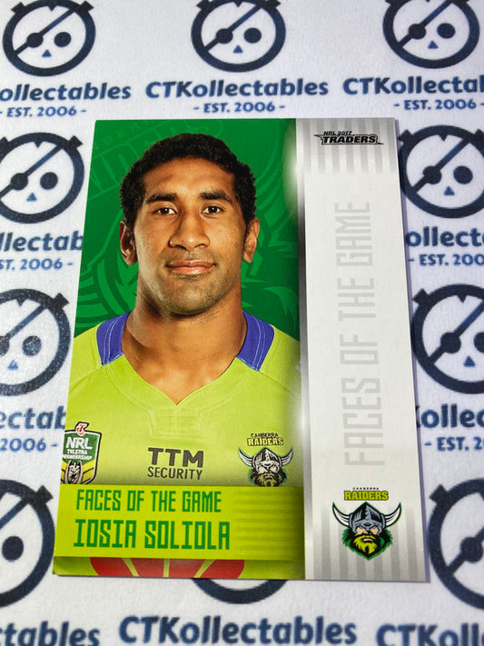 2017 NRL Traders Face Of The Game Iosia Soliola FG5/48 Raiders