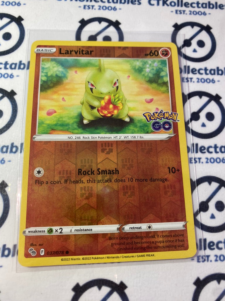 Larvitar Reverse Holo Card #037/078 2022 Sword & Shield Pokemon Go Pokemon Card