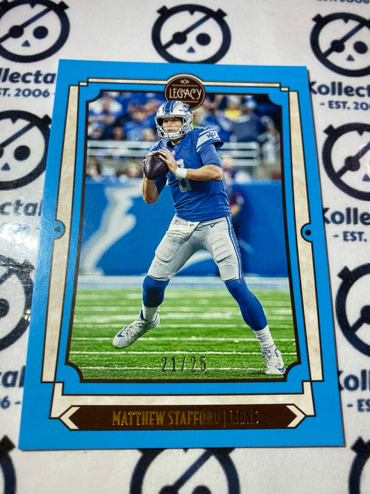 2019 NFL Panini Legacy Matthew Stafford #21/25 Blue #34 Lions