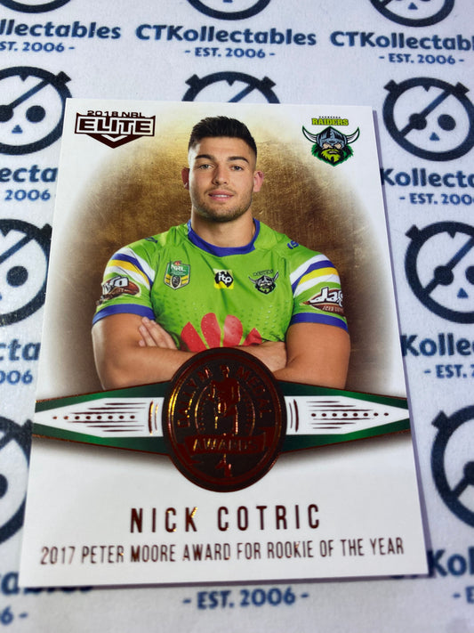 2018 NRL Elite Master & Apprentice Nick Cotric DM3/22 Raiders