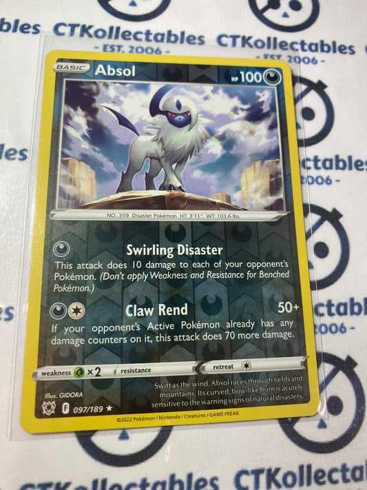 Absol Reverse Holo #097/189 2022 Sword & Shield Astral Radiance Pokemon Card