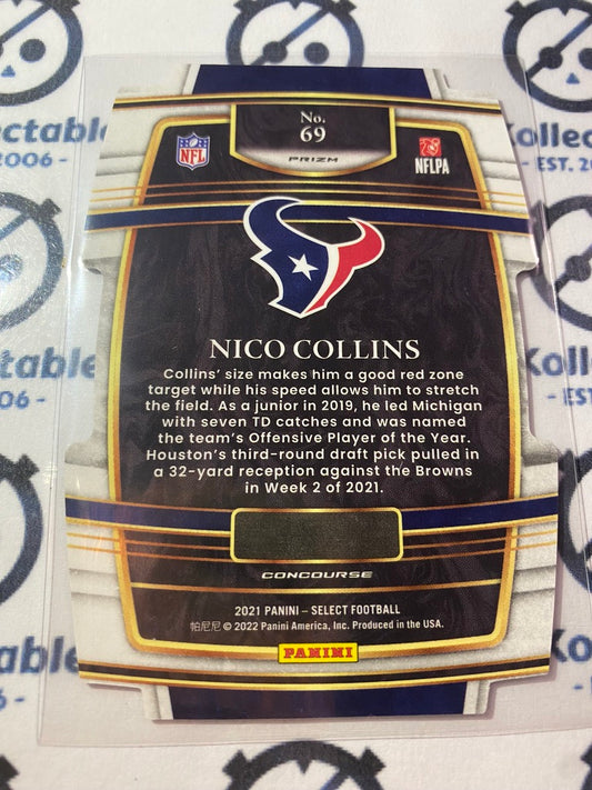 2021 NFL Panini Select Nico Collins RC Concourse Die-Cut  Prizm Black & Gold #69 Texans