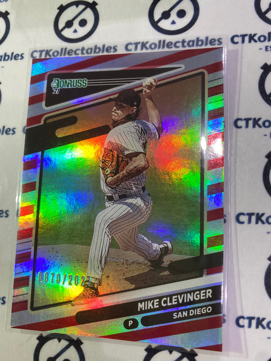 2021 Panini Donruss Baseball Mike Clevinger Red/Silver #0870/2021