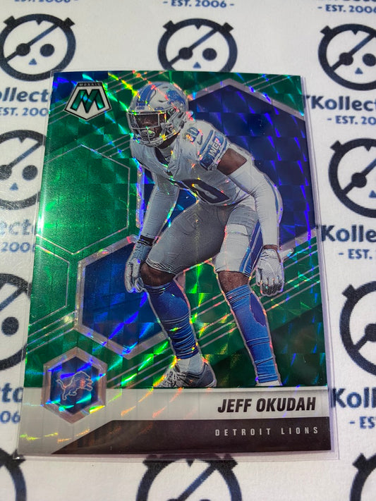 2021 Panini NFL Mosaic Jeff Okudah Green Mosaic Prizm #77 Lions