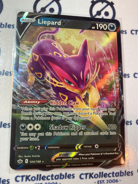 Liepard V #104/198 Pokémon Card Chilling Reign