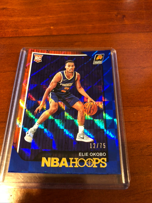 Elie Okobo blue checkerboard #12/75 parallel 2018-19 Hoops basketball