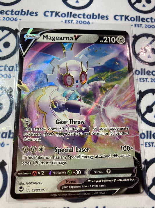 Magearna V Ultra Rare #128/195 2022 Sword & Shield Silver Tempest Pokemon Card