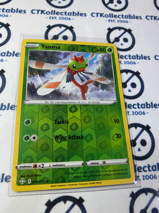 Yanma #001/072 Reverse Holo Pokémon Card Shining Fates