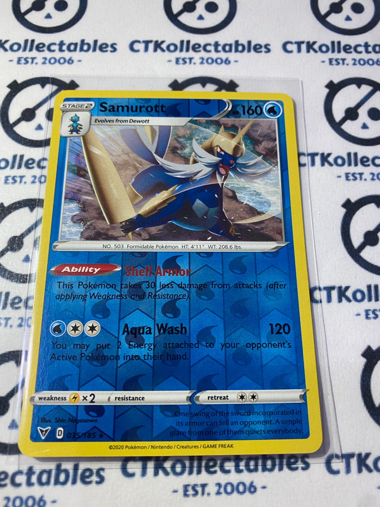Samurott #035/185 Reverse Holo Pokémon Card Vivid Voltage
