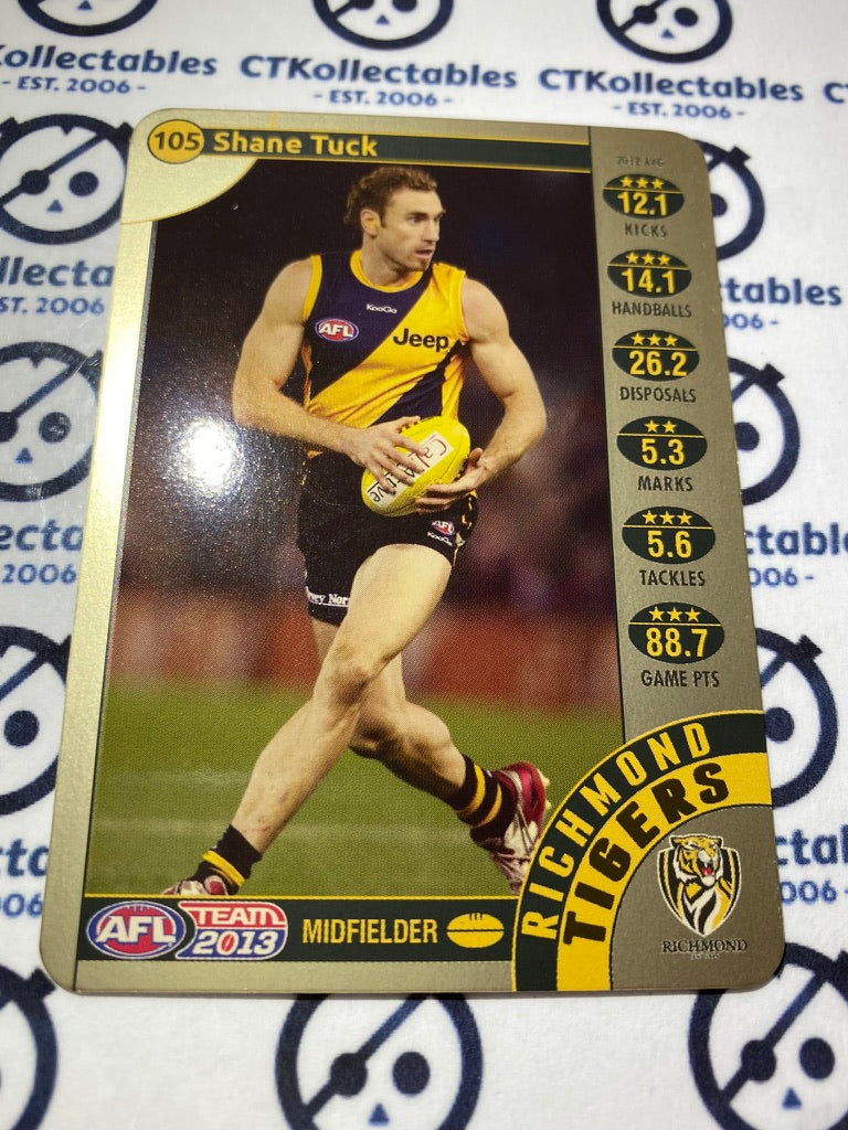 2013 AFL Teamcoach Gold Card - #105 Shane Tuck Tigers