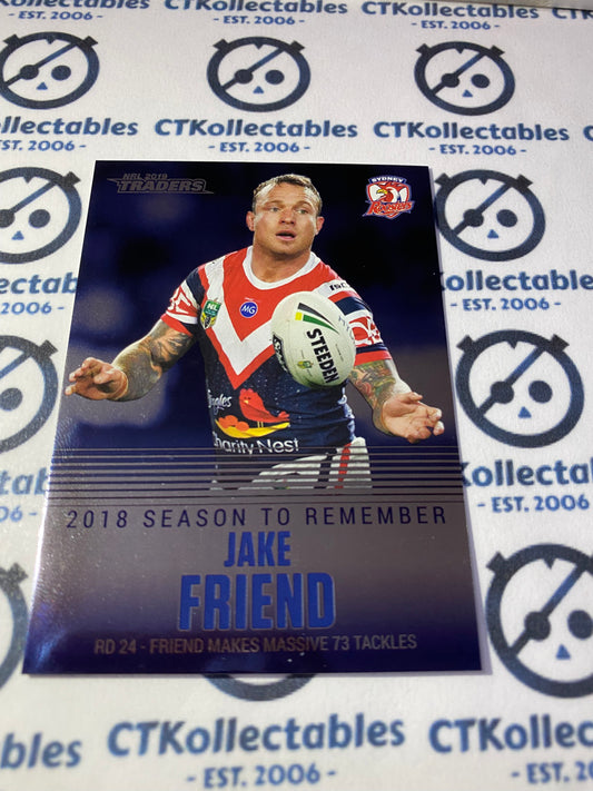 2019 NRL Traders Season To Remember Jake Friend SR42 Roosters