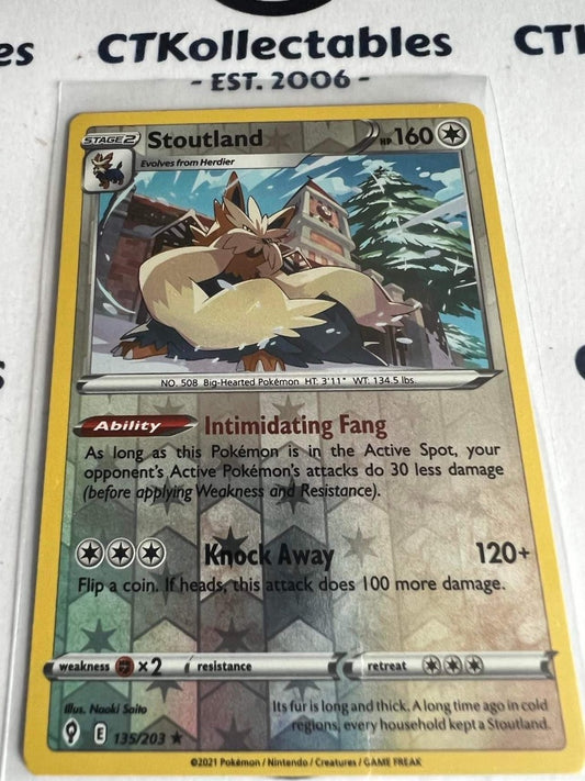 Stoutland Reverse Holo Rare Card #135/203 Pokémon Card Evolving Skies