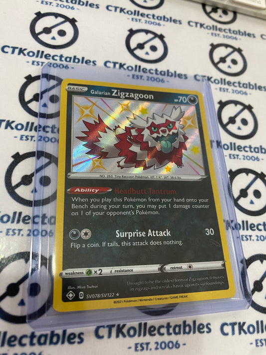 Shiny Galarian Zigzagoon SV078/SV122 Holo Rare Shining Fates Pokemon Card