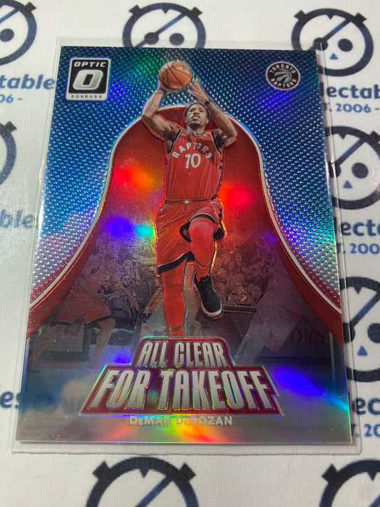 2017-18 NBA Panini Optic DeMAr DeRozan All Clear For Take Off #01/99 Silver Prizm