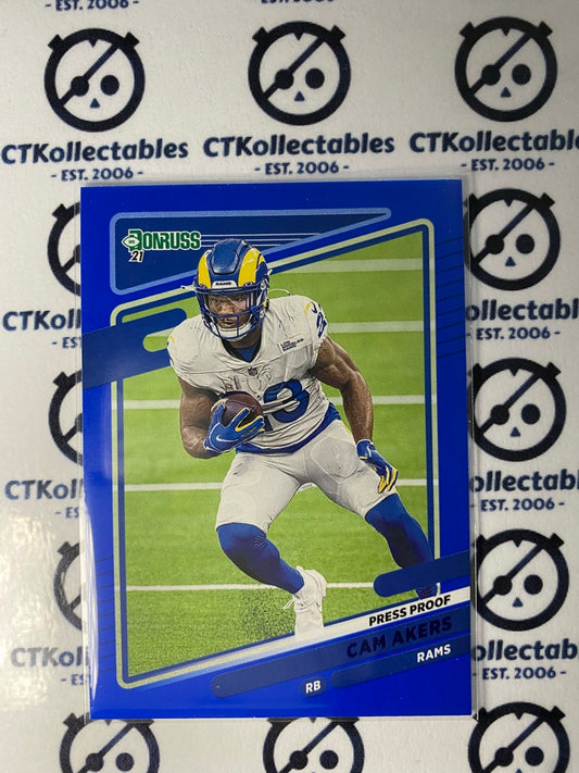 2021 NFL Donruss Press Proof Blue Cam Akers #143 Rams