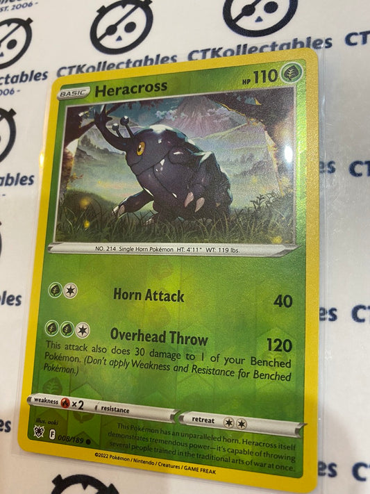 Heracross Reverse Holo #008/189 2022 Sword & Shield Astral Radiance Pokemon Card