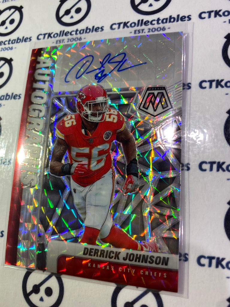 2021 Panini NFL Mosaic Derrick Johnson Autographs Mosaic Prizm Auto #A-DJ Chiefs