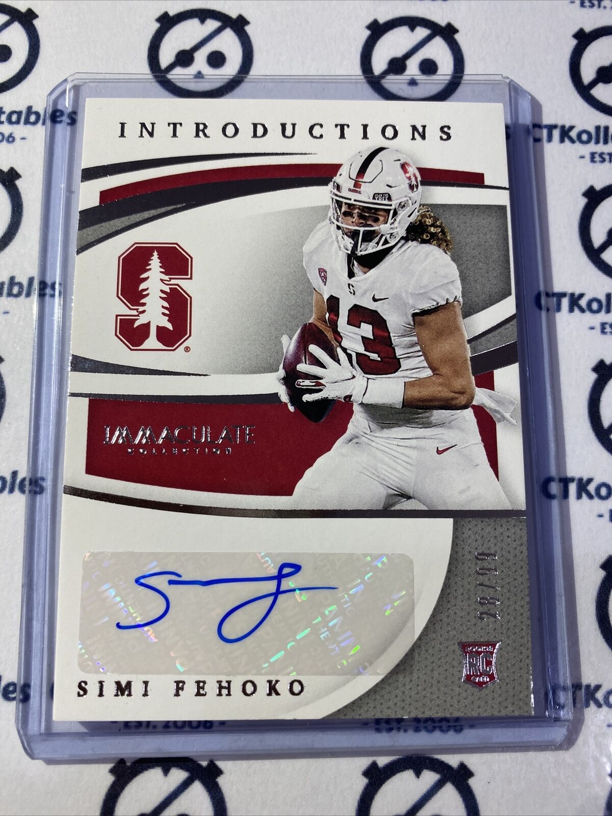 2021 NFL Immaculate Collegiate Simi Fehoko Rookie Introductions Auto #28/99