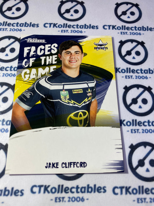2019 NRL Traders Faces Of The Game Jake Clifford FG34/64 Cowboys