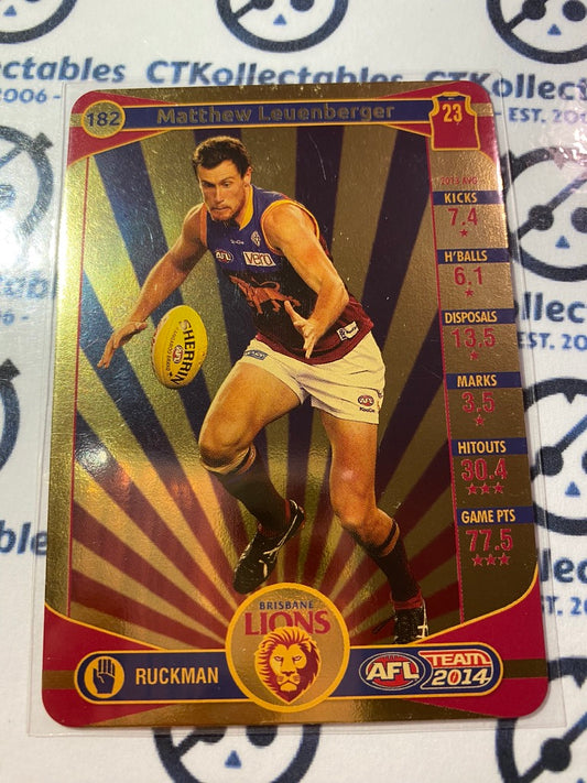 2014 AFL Teamcoach Gold Card #182 Matthew Leuenberger Lions