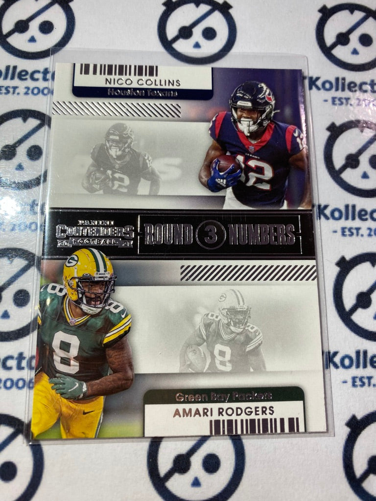 2021 NFL Panini Contenders Rodger/Collins Round Numbers #RN-NCO Packers