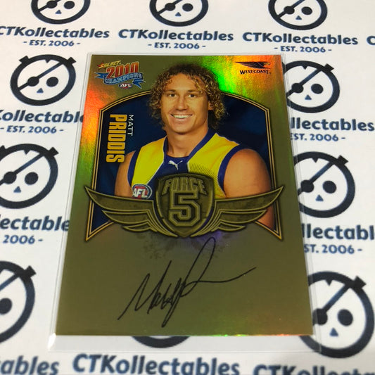 Matt Priddis Force 5 Foil Signature FFS73 2010 AFL Champions