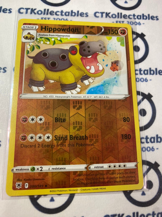 Hippowdon Reverse Holo #080/189 2022 Sword & Shield Astral Radiance Pokemon Card
