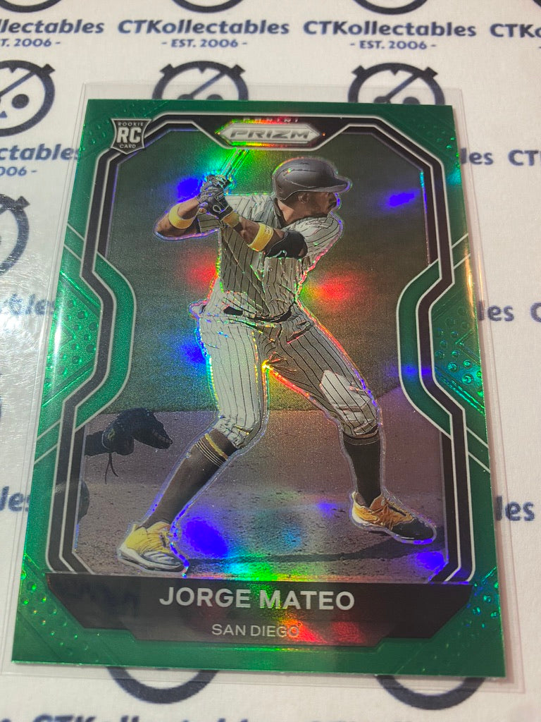 2021 Panini Prizm Baseball Jorge Mateo Green Prizm RC #196 San Diego