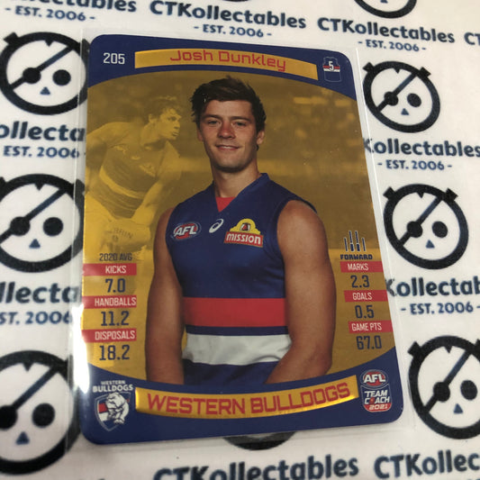 2021 AFL Teamcoach Gold Josh Dunkley #205 Bulldogs