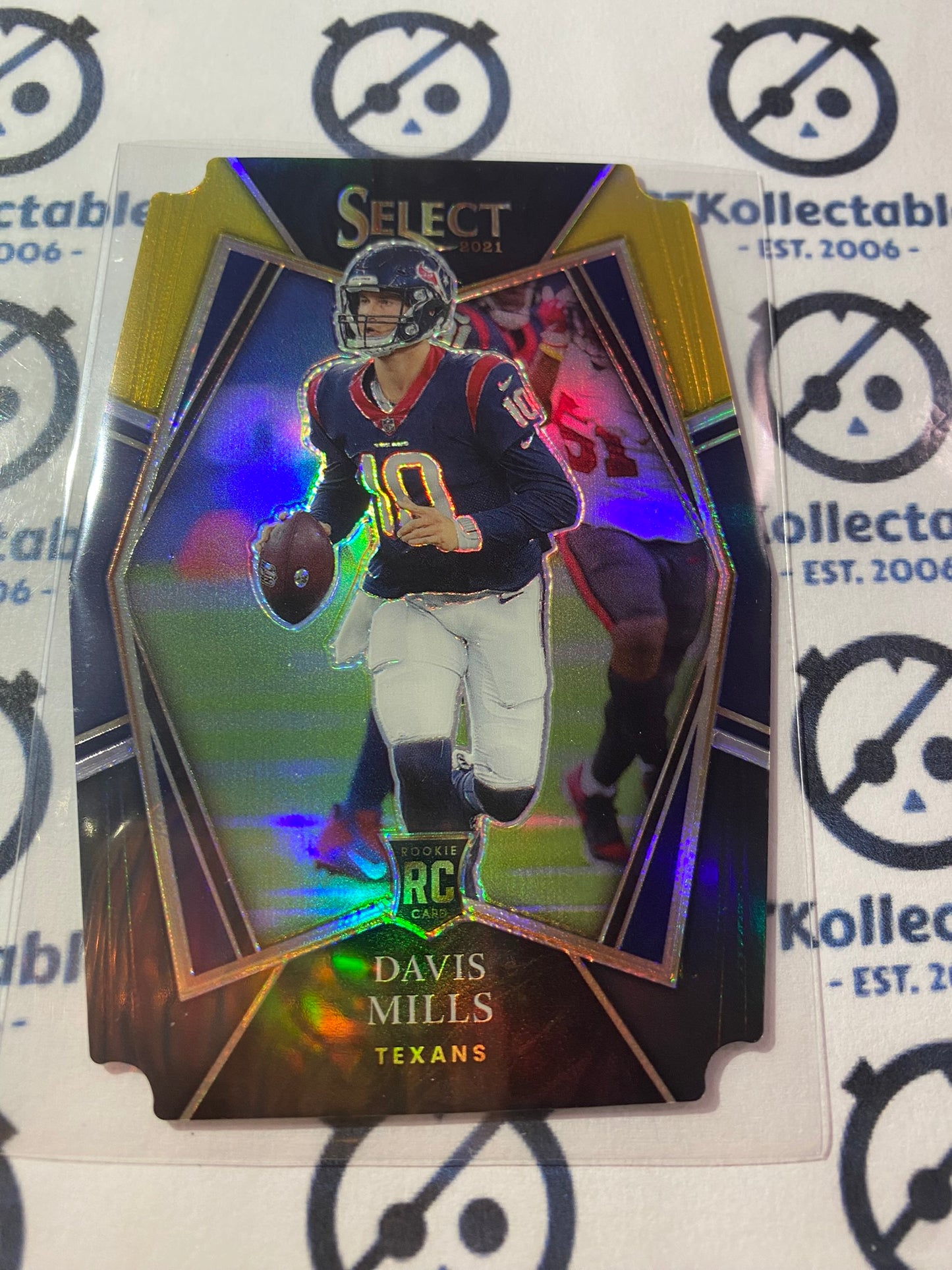 2021 NFL Panini Select Davis Mills QB RC Premier Level Die Cut Prizm Black & Gold #165 Texans