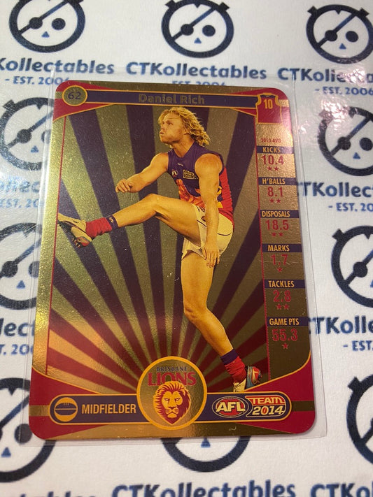 2014 AFL Teamcoach Gold Card #62 Daniel Rich Lions