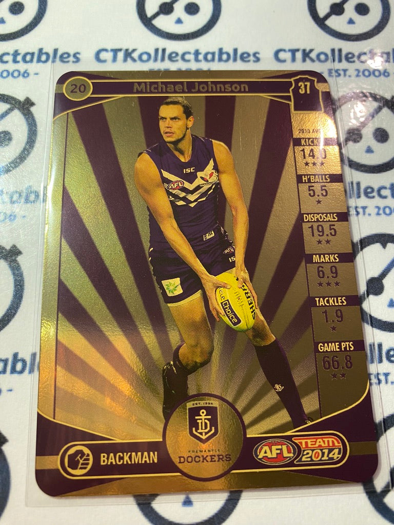 2014 AFL Teamcoach Gold Card #20 Michael Johnson Dockers