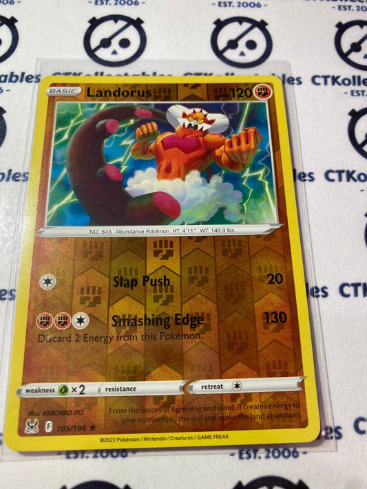 Landorus Reverse Holo Rare #105/196 2022 Sword & Shield Lost Origin Pokemon Card