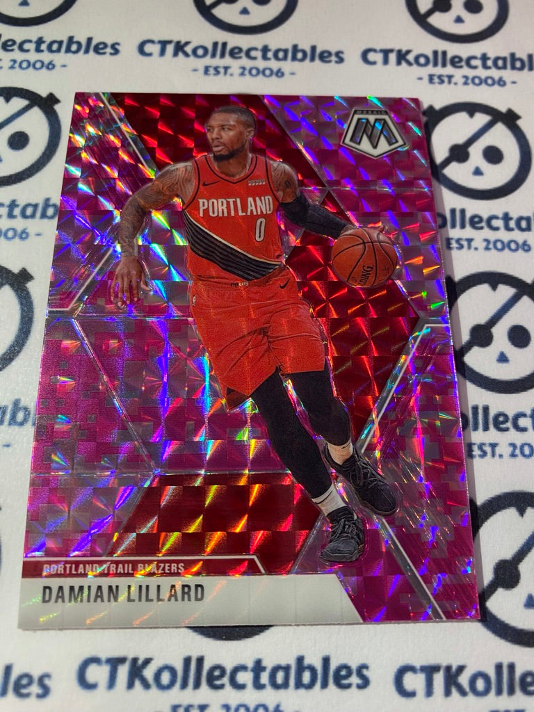 2019-20 Panini Mosaic Damian Lillard Pink Prizm #5 Portland