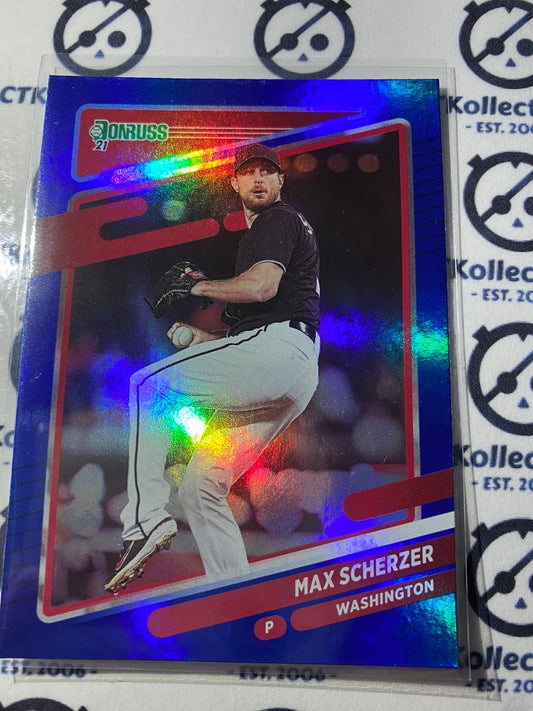 2021 Panini Donruss Baseball Max Scherzer Blue Foil #206 Washington