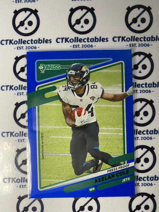 2021 NFL Donruss Press Proof Blue Keelan Cole #136 Jets