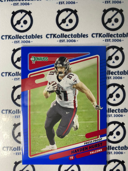 2021 NFL Donruss Press Proof Blue Hayden Hurst #235 Falcons