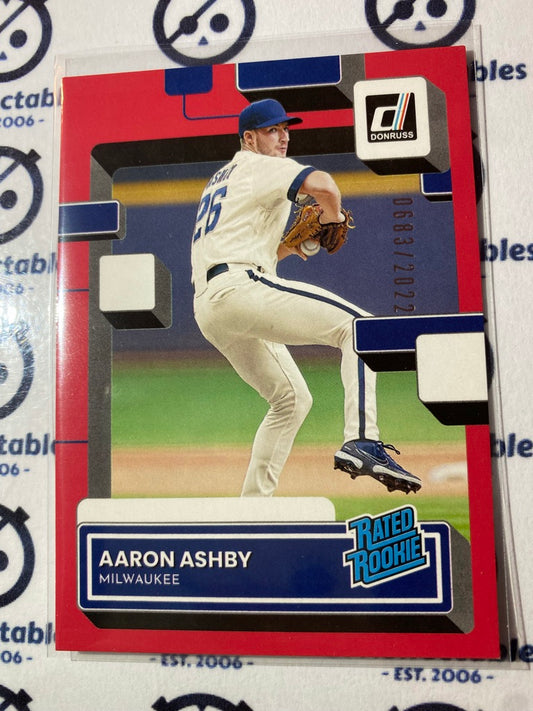2022 Panini Donruss Baseball Aaron Ashby Rated Rookie Red #0683/2022 Milwaukee