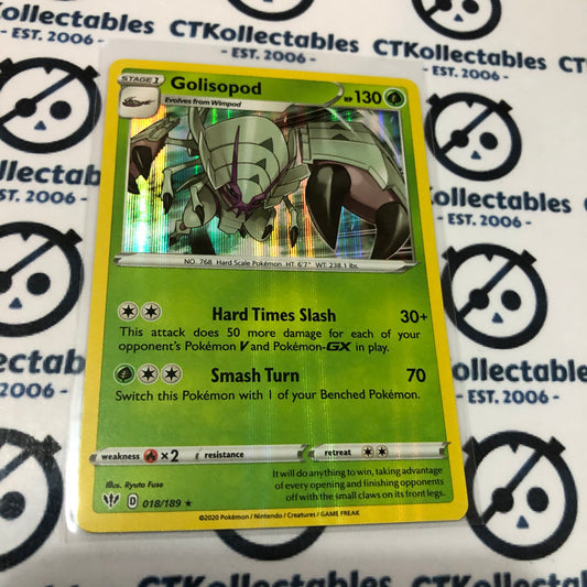 Golisopod #018/189 Holo Rare Pokémon Card Sword & Shield Darkness Ablaze