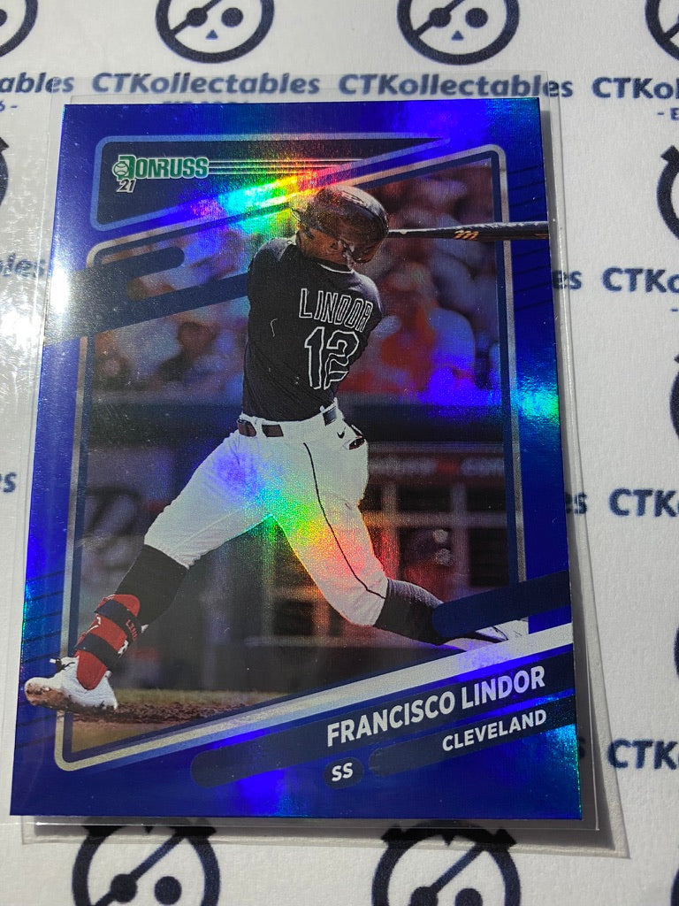 2021 Panini Donruss Baseball Francisco Lindor Blue Foil #139 Cleveland