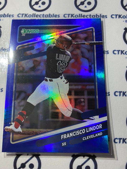 2021 Panini Donruss Baseball Francisco Lindor Blue Foil #139 Cleveland
