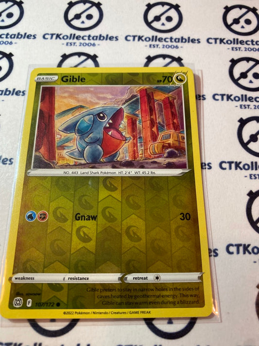Gible #107/172 Reverse Holo Pokémon Card Brilliant Stars