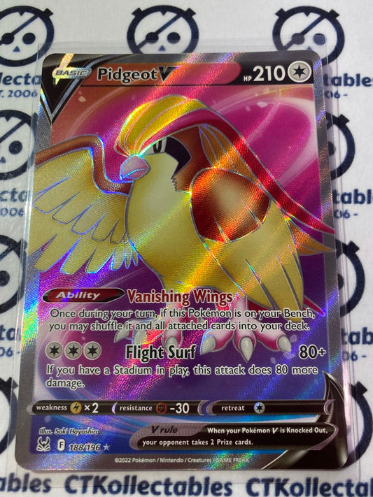 Pidgeot Full Art #188/196 2022 Sword & Shield Lost Origin Pokemon Card