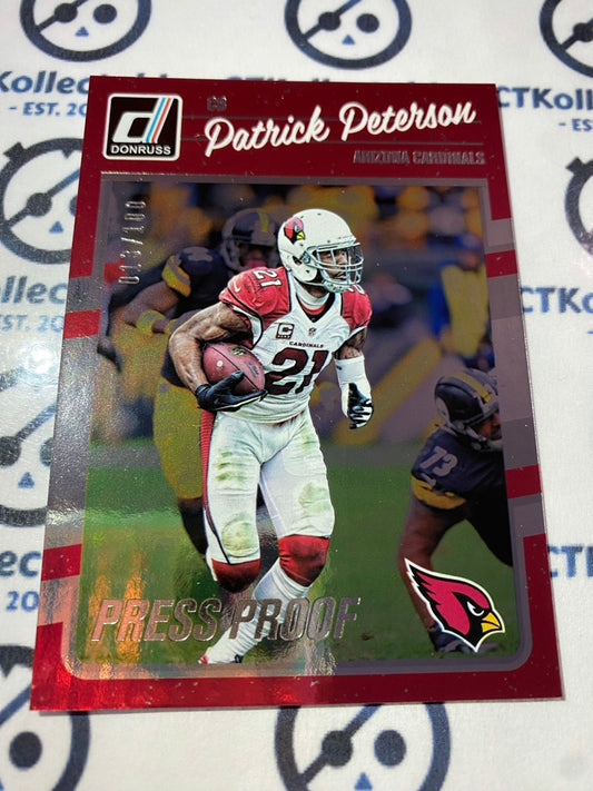 2016 NFL Panini Donruss Patrick Peterson Press Proof #013/100 Cardinals