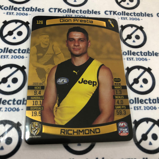 2021 AFL Teamcoach Gold Dion Prestia #126 Tigers