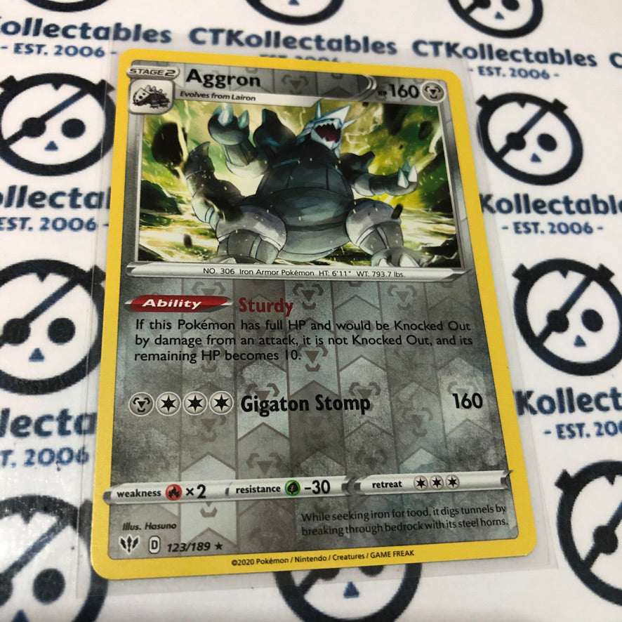 Aggron #123/189 Reverse Holo Rare Pokémon Card S & S Darkness Ablaze