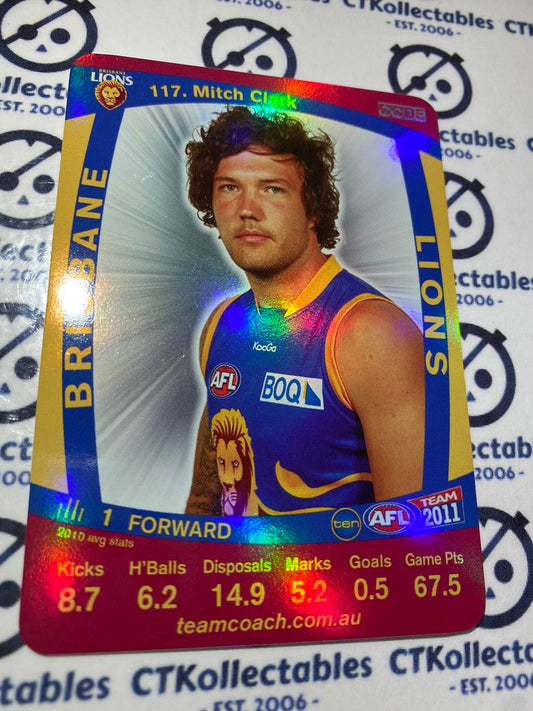 2011 AFL Teamcoach Code Card - #117 Mitch Clark Lions